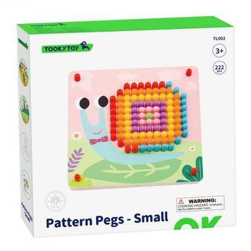 Дитяча мозаїка Tooky Toy з кілочками: 210 елементів і 10 карток-візерунків, 3+ (TL002) TL002 фото